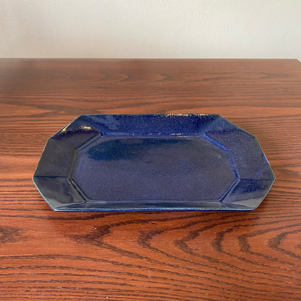 Furuya Pottery Large Octagonal Plate Lapis Lazuli Glaze 