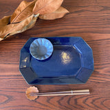 Furuya Pottery Large Octagonal Plate Lapis Lazuli Glaze 