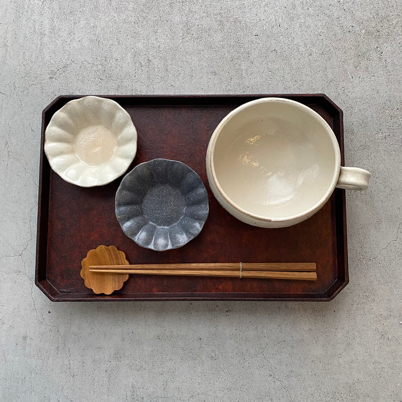 蝶野秀紀 和紙貼すみきり茶盆 L茶  広島