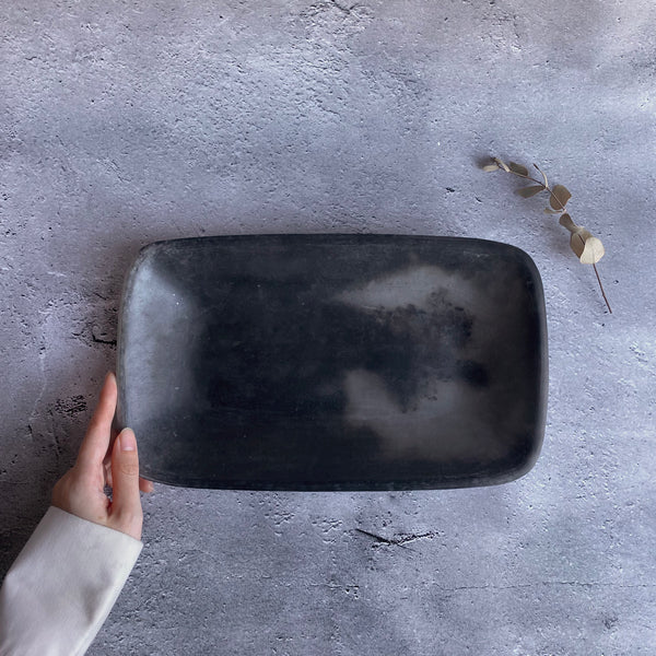 炭化焼き締め 角鉢