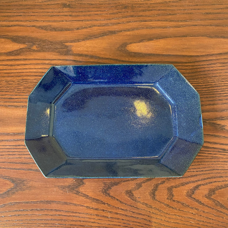 Furuya Pottery Large Octagonal Plate Lapis Lazuli Glaze 