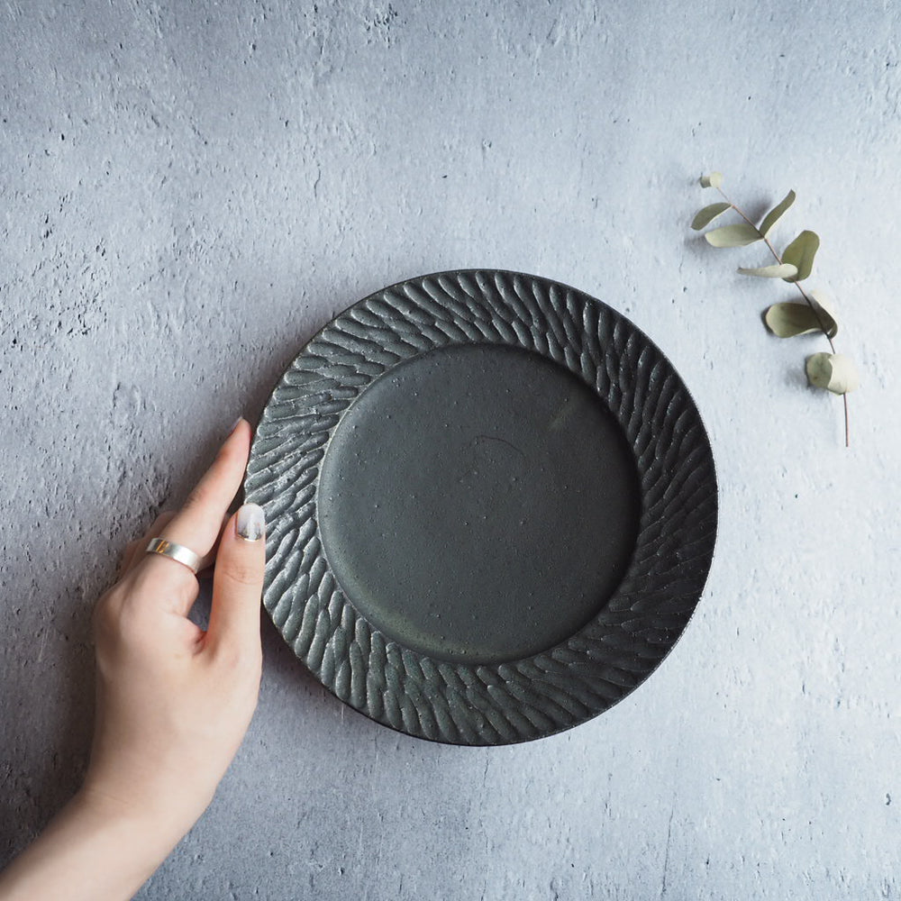 【新品未使用】山本雅則　しのぎ　鎬　楕円皿　オーバル皿　信楽焼　2枚セット 新品未使用】山本雅則 しのぎ 鎬 楕円皿 オーバル皿 信楽焼 2枚