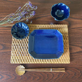 Furuya Pottery Octagonal Cake Plate Lapis Lazuli Glaze 